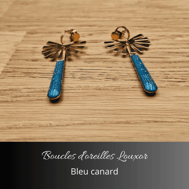 Boucles d'oreilles Louxor - Bleu canard