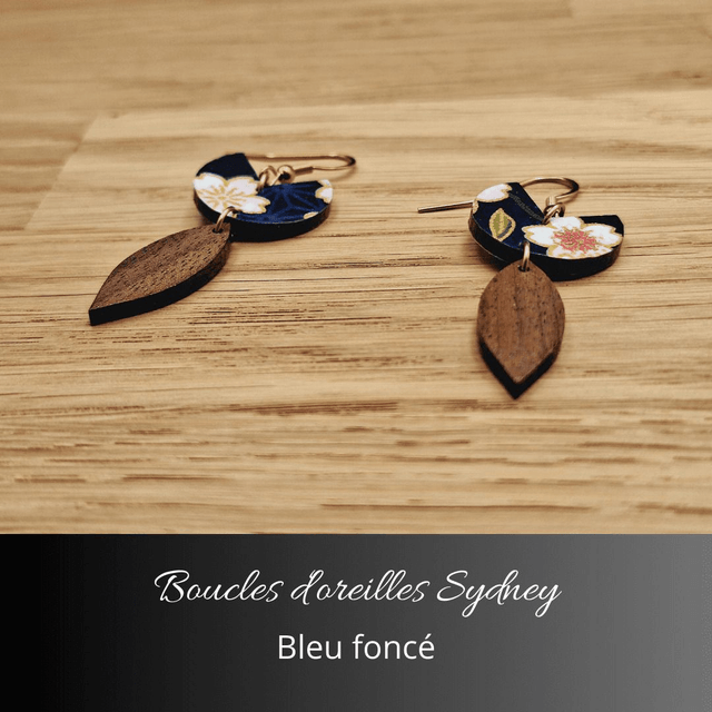 Boucles d'oreilles Sydney - Bleu foncé et rose
