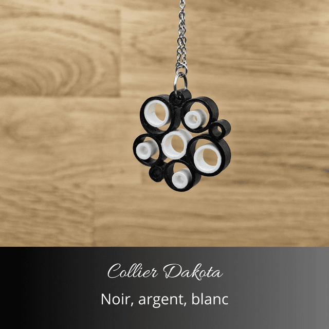Collier Dakota - Noir, argent, blanc