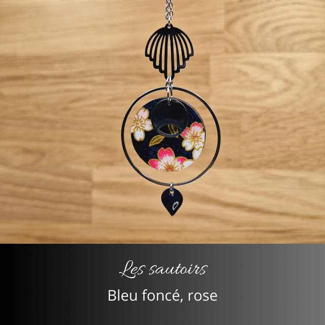 Collier sautoir Olympe - Bleu foncé, rode