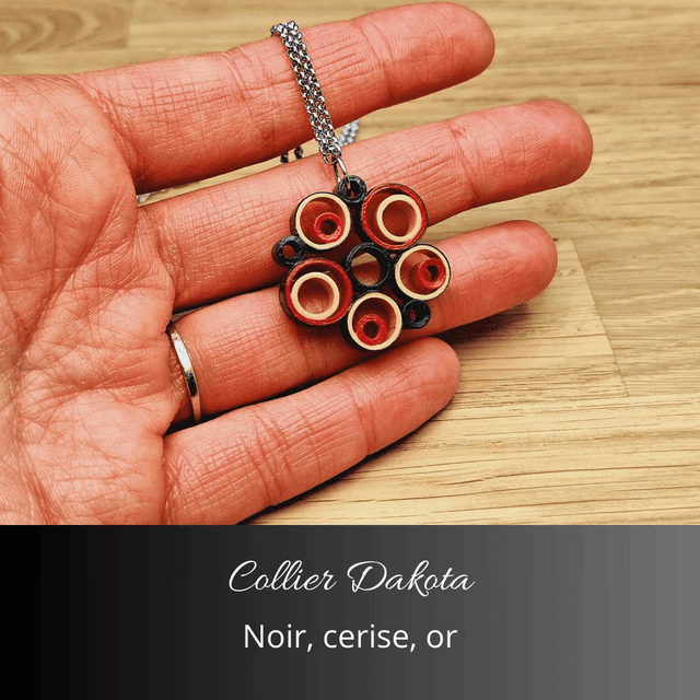 Collier Dakota - Noir, cerise, or