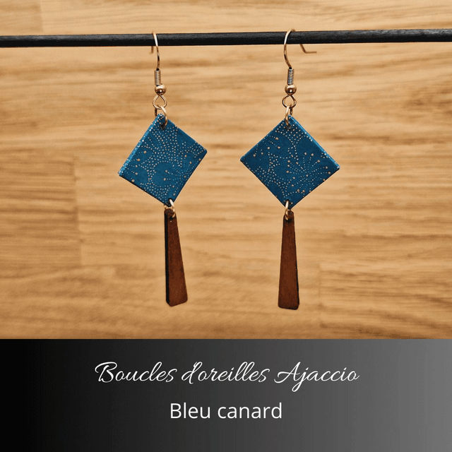 Boucles d'oreilles Ajaccio - Bleu canard