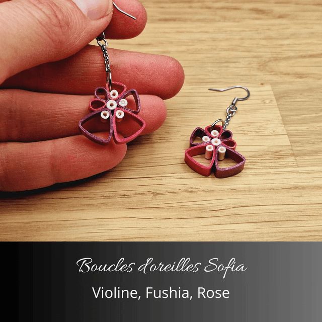 Boucles d'oreilles Sofia - Violine, fushia, rose