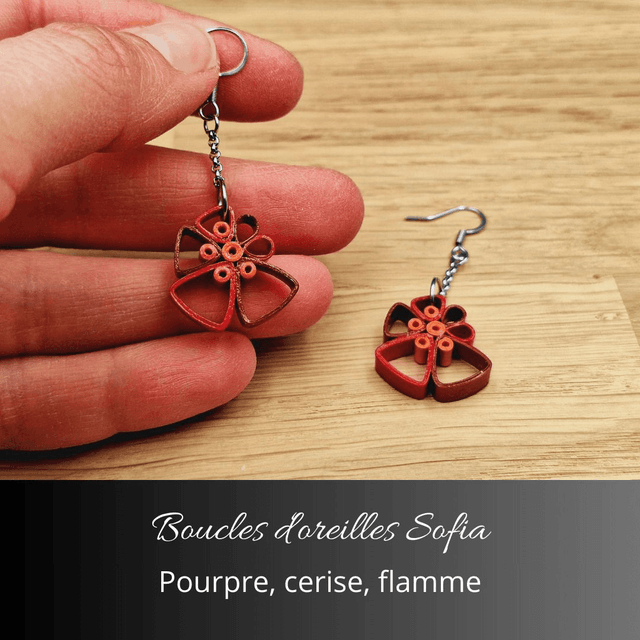 Boucles d'oreilles Sofia - Pourpre, cerise, flamme
