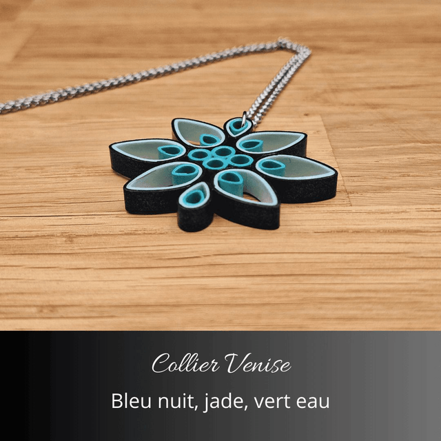 Collier Venise - Bleu nuit, jade, vert d'eau