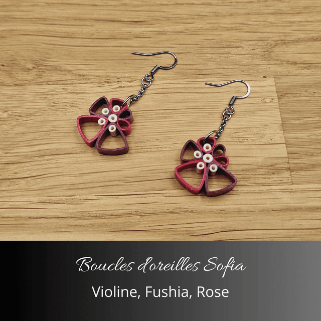 Boucles d'oreilles Sofia - Violine, fushia, rose