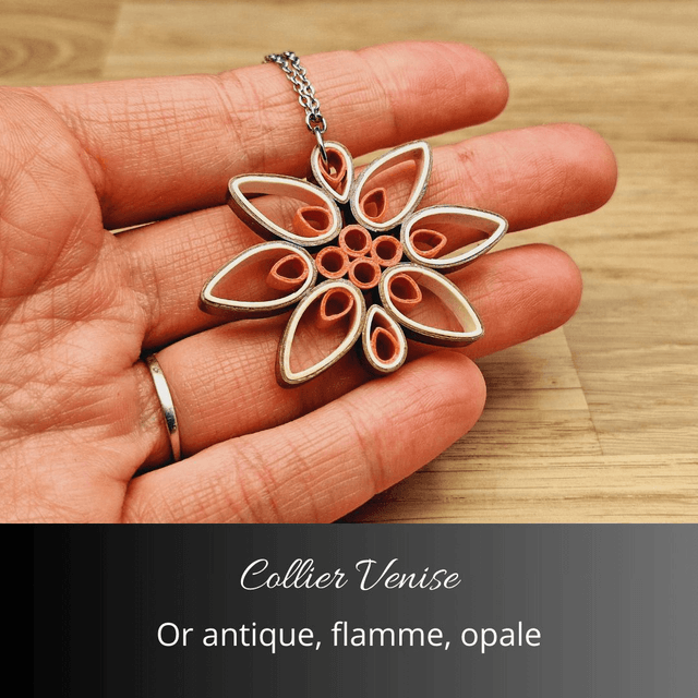 Collier Venise - Or antique, flamme, opale