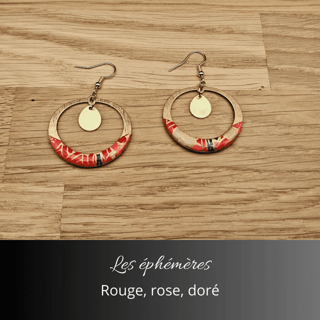 Boucles d'oreilles Aurora - Rouge, rose, or