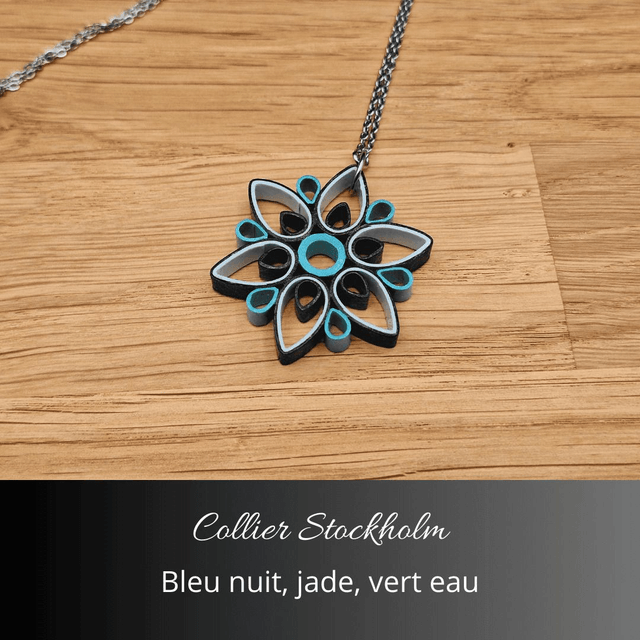 Collier Stockholm - Bleu nuit, jade, vert d'eau