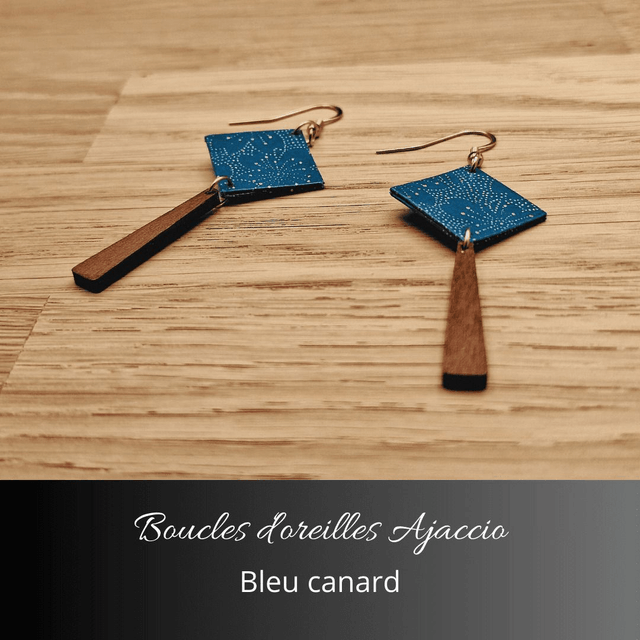Boucles d'oreilles Ajaccio - Bleu canard
