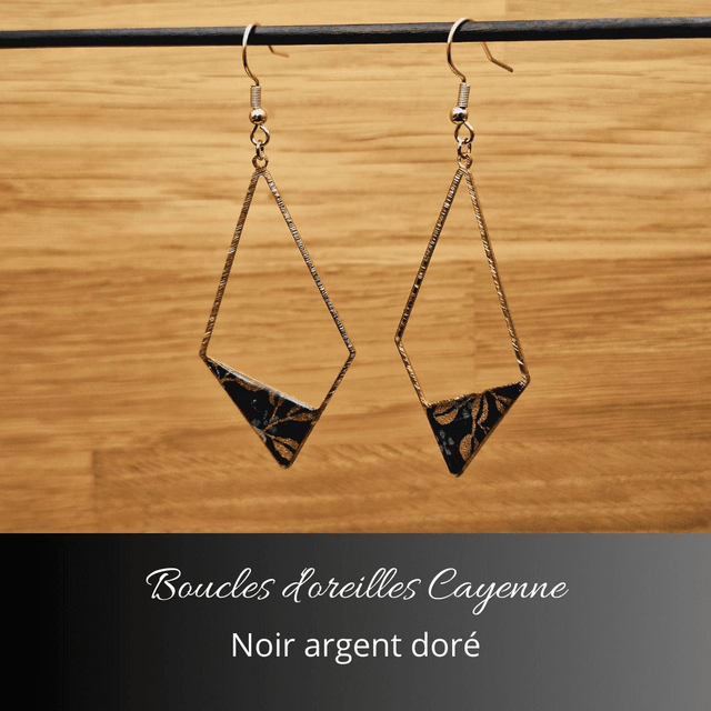 Boucles d'oreilles Cayenne - Noir, argent, or