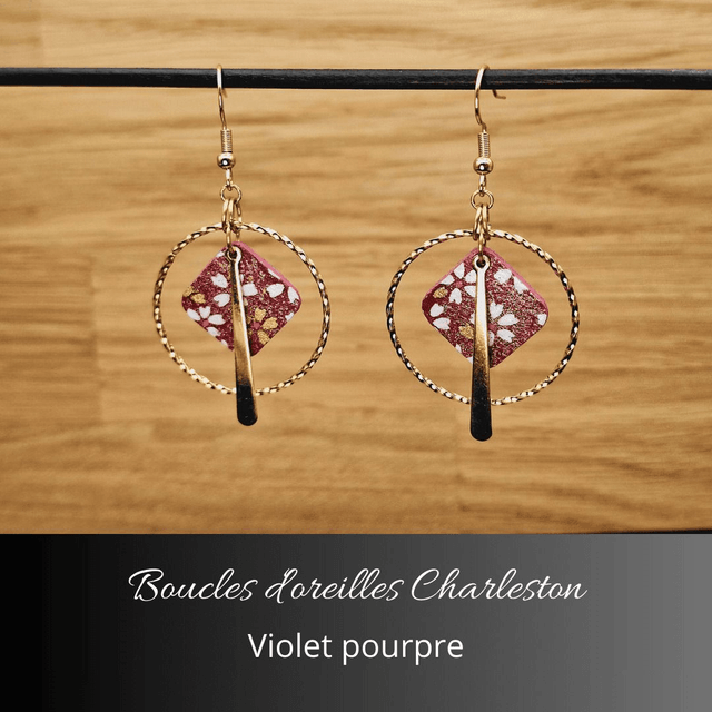 Boucles d'oreilles créoles Charleston - Violet pourpre