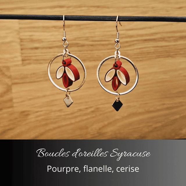 Boucles d'oreilles Syracuse - Pourpre, flanelle, cerise