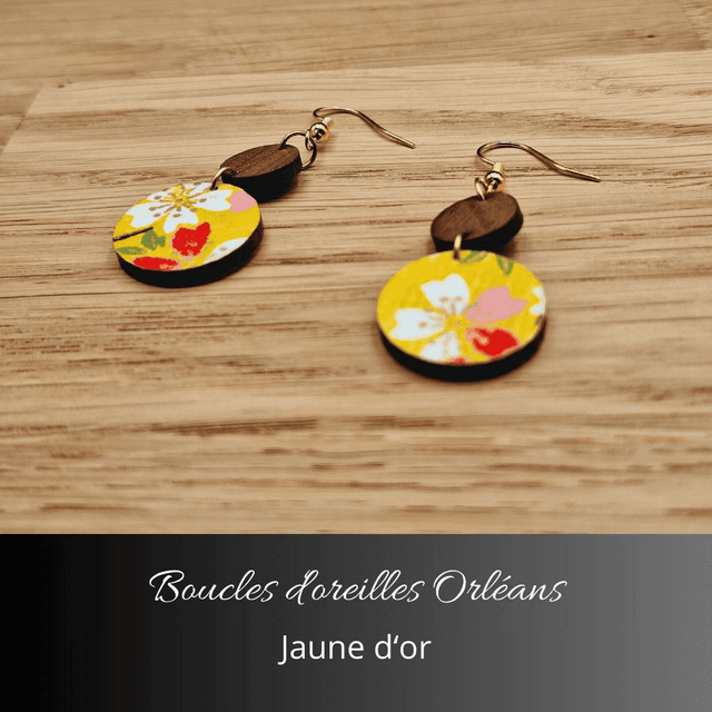 Boucles d'oreilles Orléans - Jaune et rouge