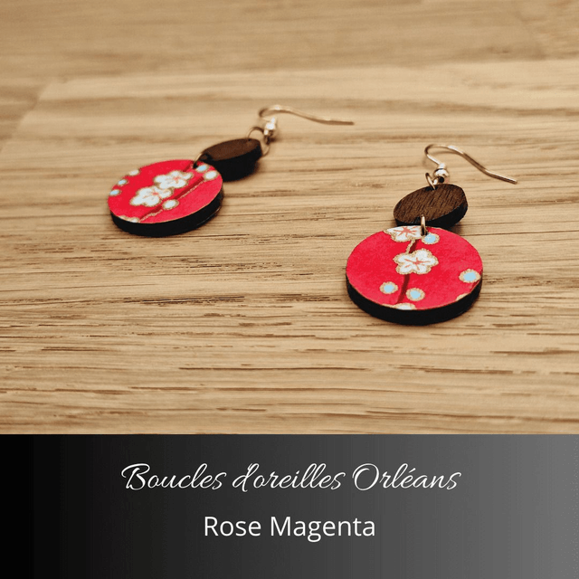 Boucles d'oreilles Orléans - Rose magenta