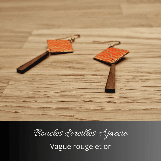 Boucles d'oreilles Ajaccio - Rouge orange et  or