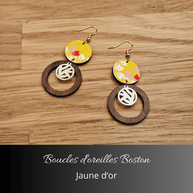 Boucles d'oreilles Boston - Jaune et rouge