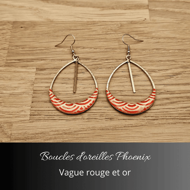 Boucles d'oreilles Phoenix - Rouge, or