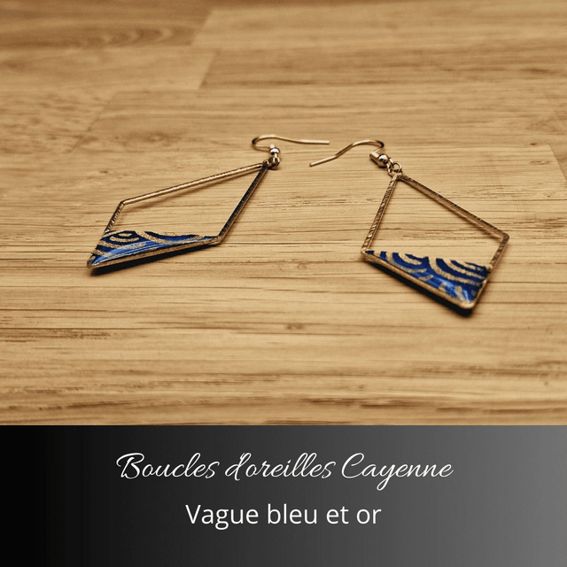 Boucles d'oreilles Cayenne - Bleu, or