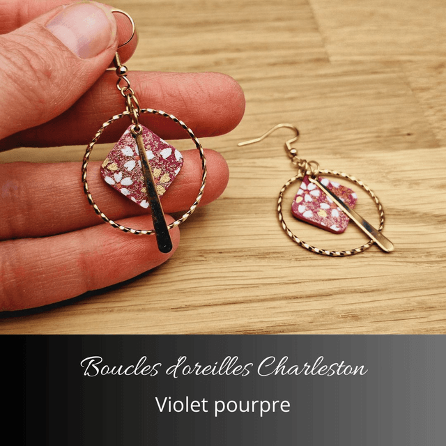 Boucles d'oreilles créoles Charleston - Violet pourpre