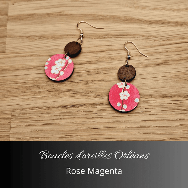 Boucles d'oreilles Orléans - Rose magenta