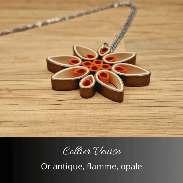 Collier Venise - Or antique, flamme, opale