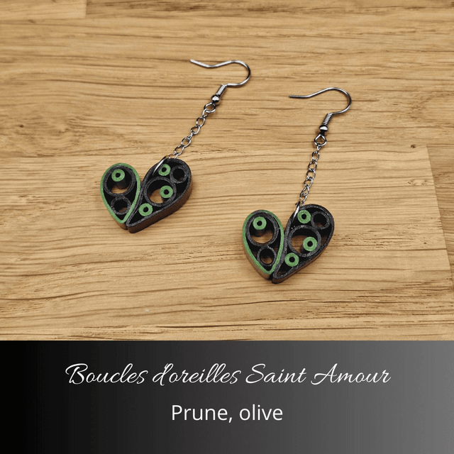 Boucles d'oreilles Saint Amour - Prune, olive