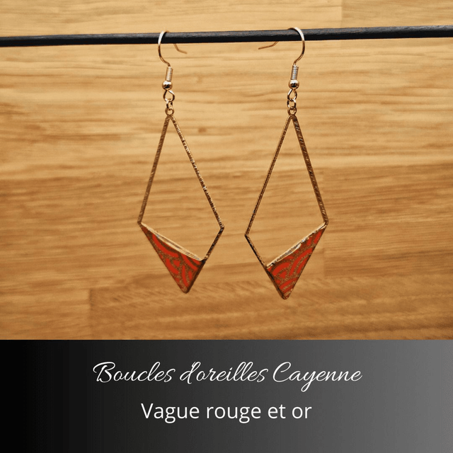 Boucles d'oreilles Cayenne - Rouge, or