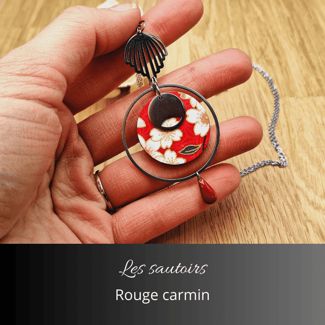 Collier sautoir Olympe - Rouge carmin