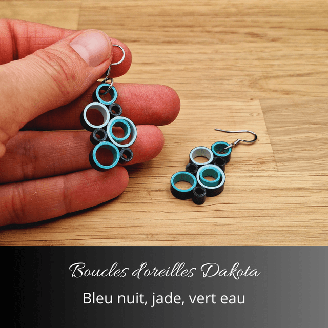 Boucles d'oreilles Dakota - Bleu nuit, jade, vert d'eau