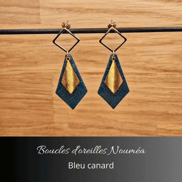 Boucles d'oreilles Nouméa - Bleu canard