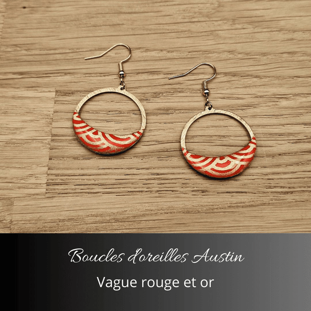 Boucles d'oreilles Austin n°1 - Rouge, or
