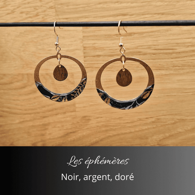 Boucles d'oreilles Aurora - Noir, argent, or