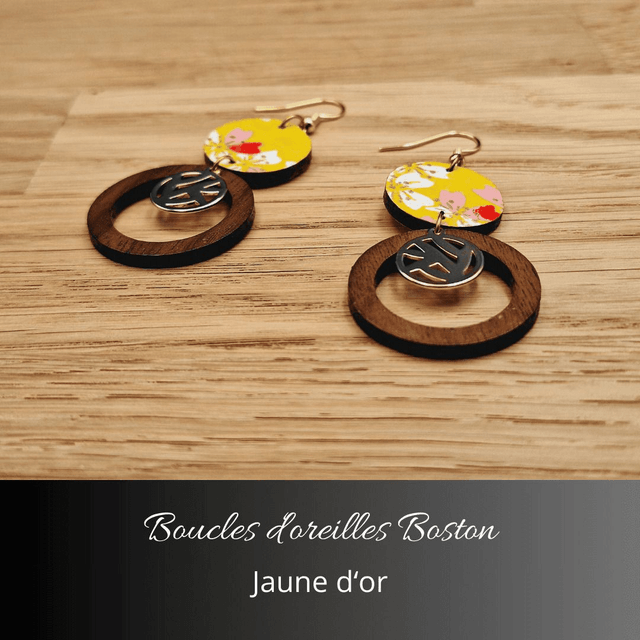 Boucles d'oreilles Boston - Jaune et rouge