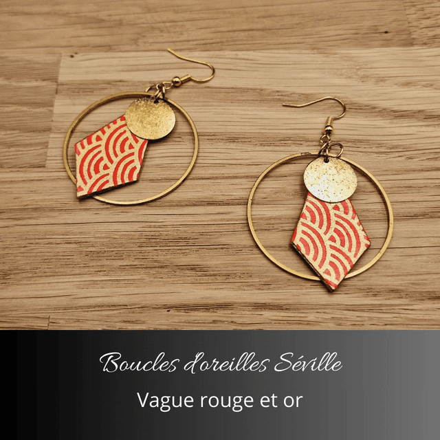 Boucles d'oreilles Séville - Rouge, or