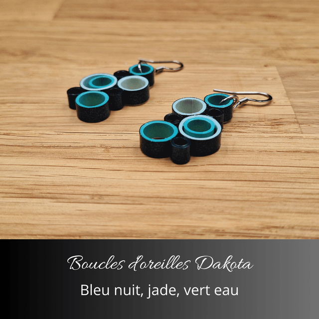 Boucles d'oreilles Dakota - Bleu nuit, jade, vert d'eau