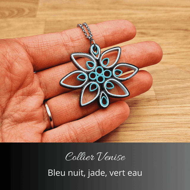 Collier Venise - Bleu nuit, jade, vert d'eau