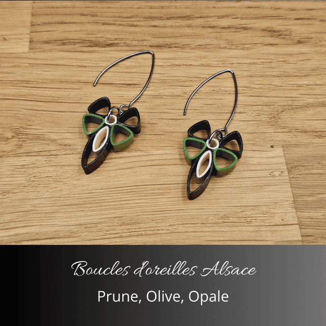 Boucles d'oreilles Alsace - Prune, olive, opale