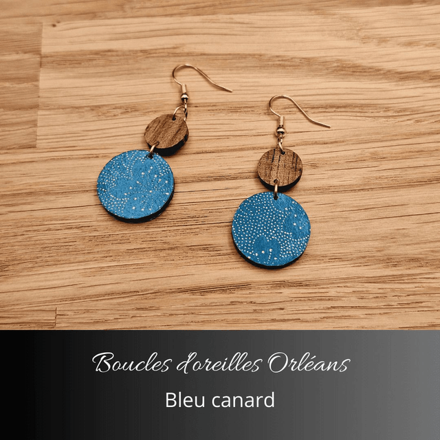 Boucles d'oreilles Orléans - Bleu canard