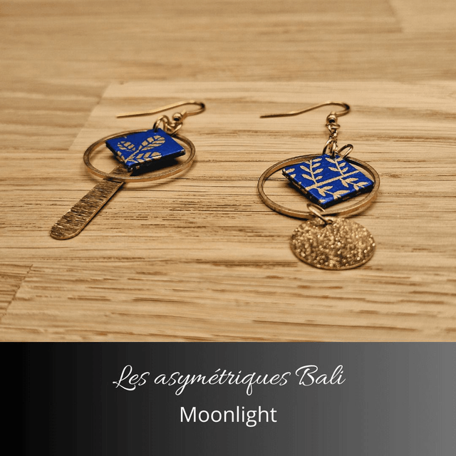 Boucles d'oreilles asymétriques Bali - Moonlight