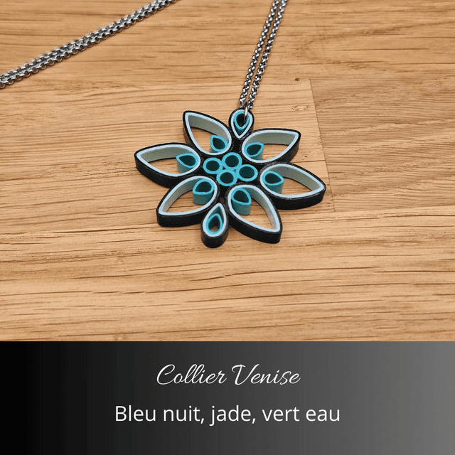 Collier Venise - Bleu nuit, jade, vert d'eau