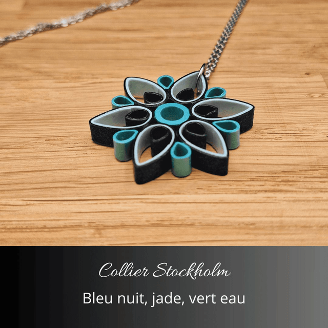 Collier Stockholm - Bleu nuit, jade, vert d'eau