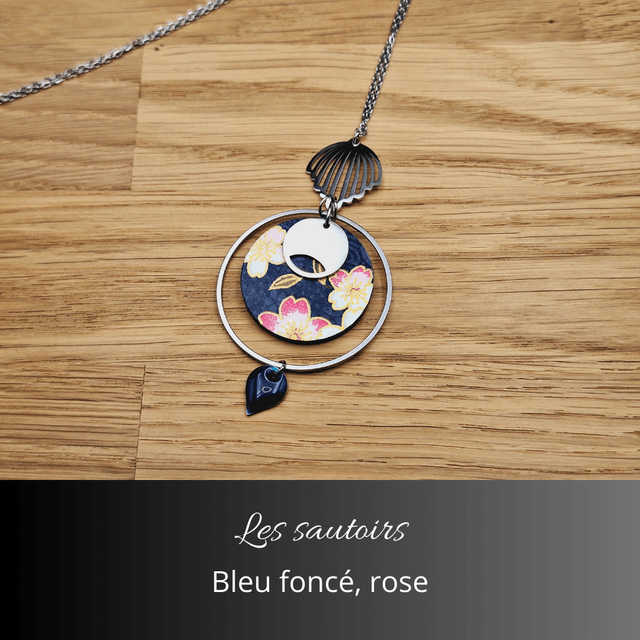 Collier sautoir Olympe - Bleu foncé, rode