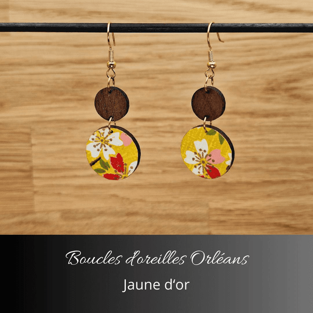 Boucles d'oreilles Orléans - Jaune et rouge