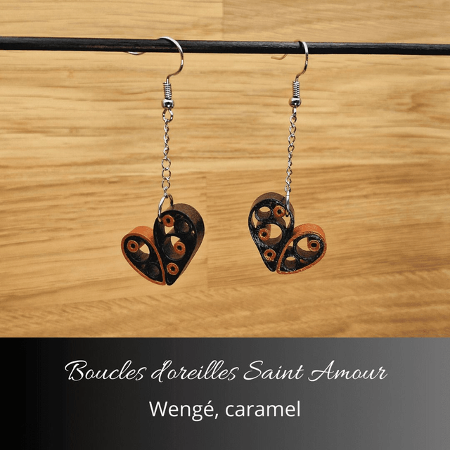 Boucles d'oreilles Saint Amour - Wengé, caramel