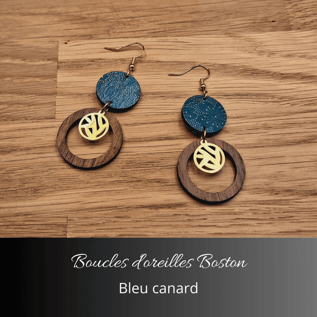 Boucles d'oreilles Boston - Bleu canard