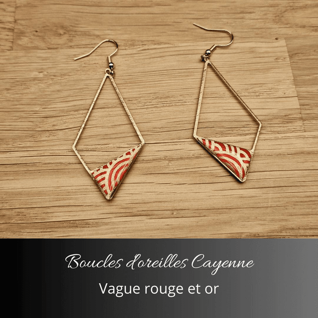Boucles d'oreilles Cayenne - Rouge, or