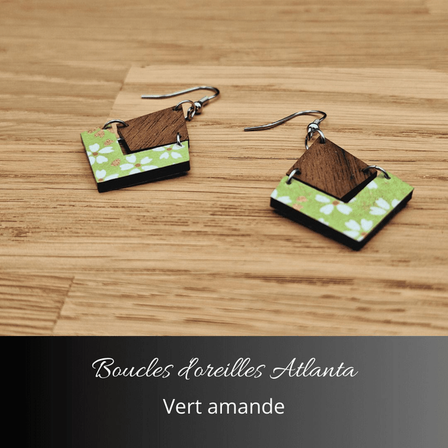 Boucles d'oreilles Atlanta - Vert amande