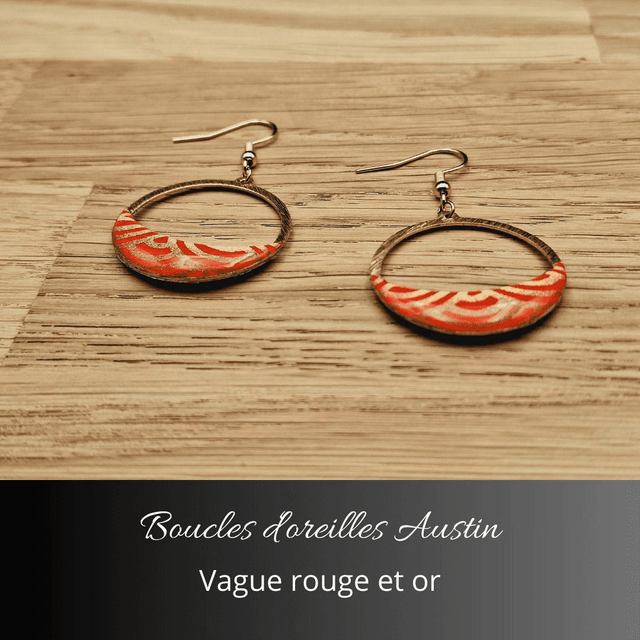 Boucles d'oreilles Austin n°1 - Rouge, or