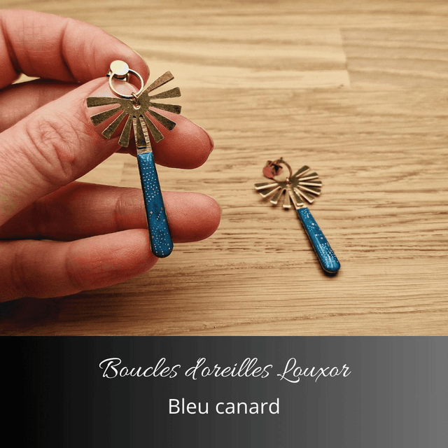 Boucles d'oreilles Louxor - Bleu canard